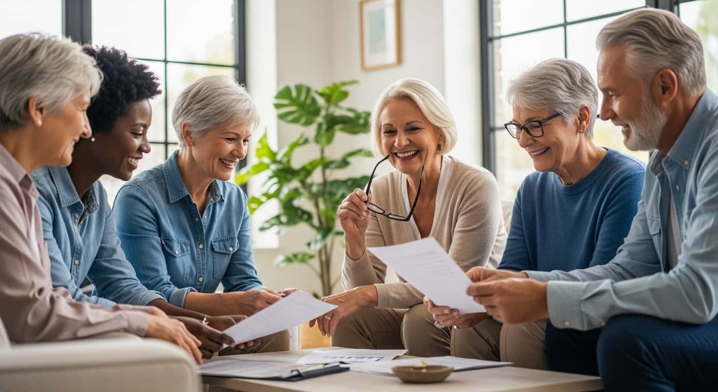 Critical Illness Life Insurance for Seniors. Seniors reviewing critical illness life insurance for seniors policies together in comfortable home setting